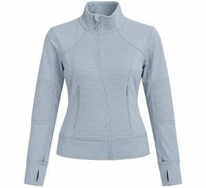 Mondetta Womens S Blue Gray Moto Performance Full Zip Jacket Thumbholes Fall